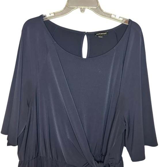 Lane Bryant shirt faux wrap with tie navy blue stretch size 22 24 - Picture 2 of 10